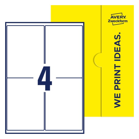 4 stk. etiketter per ark - Firkantede etiketter, 99,1 x 139 mm