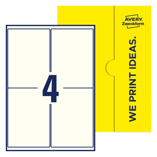 4 stk. etiketter per ark - Firkantede etiketter, 99,1 x 139 mm