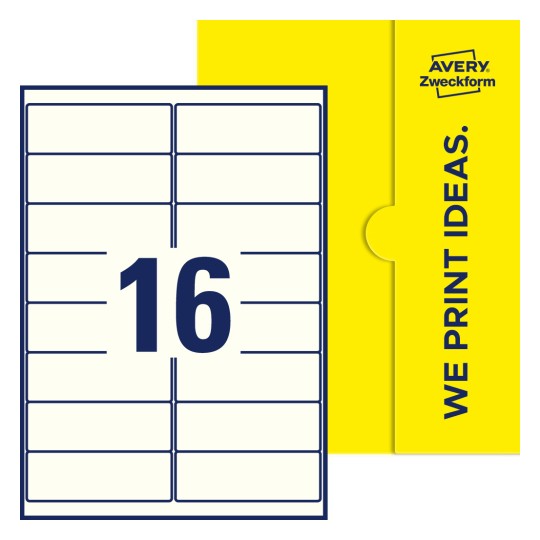 16 stk. etiketter per ark - Firkantede etiketter, 99,1 x 33,9 mm