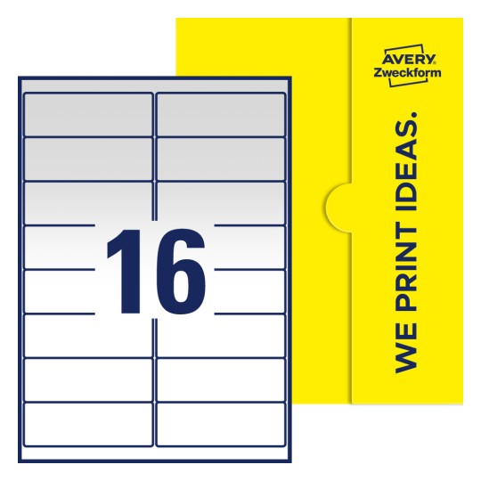 16 stk. etiketter per ark - Firkantede etiketter, 99,1 x 33,9 mm
