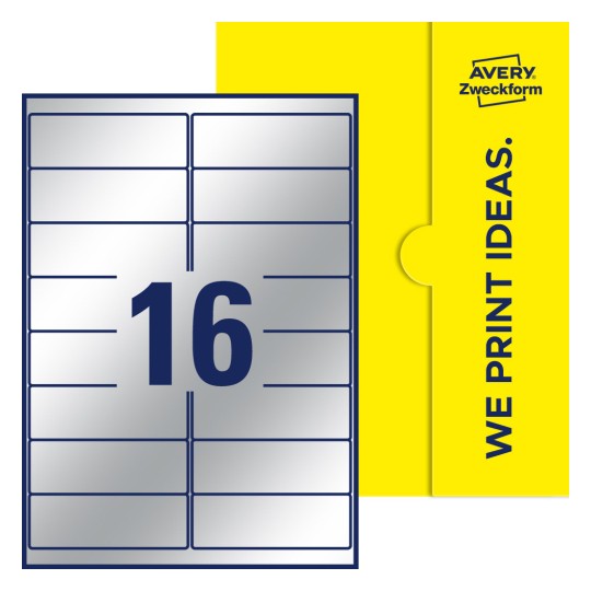 16 stk. etiketter per ark - Firkantede etiketter, 99,1 x 33,9 mm