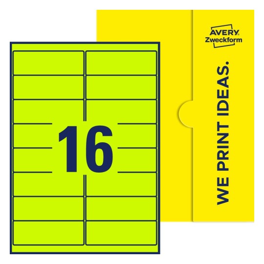 16 stk. etiketter per ark - Firkantede etiketter, 99,1 x 33,9 mm