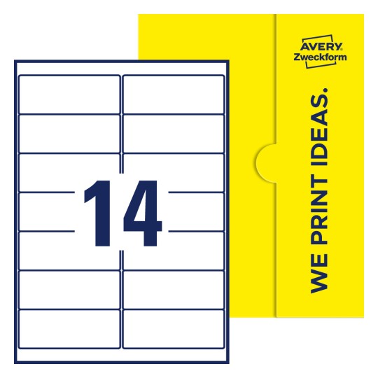 14 stk. etiketter per ark - Firkantede etiketter, 99,1 x 38,1 mm