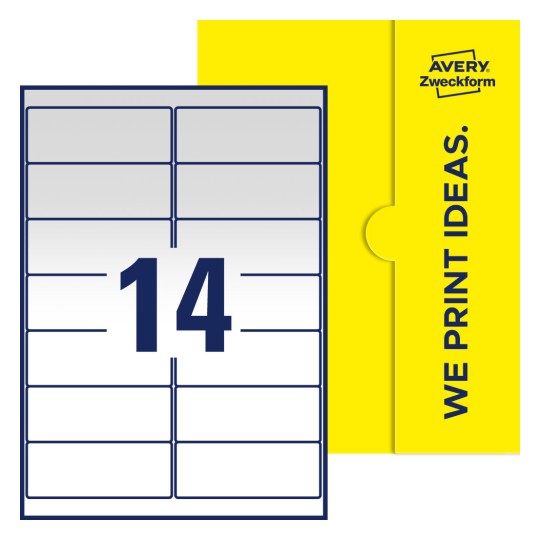 14 stk. etiketter per ark - Firkantede etiketter, 99,1 x 38,1 mm