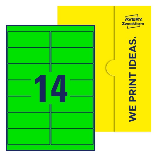 14 stk. etiketter per ark - Firkantede etiketter, 99,1 x 38,1 mm