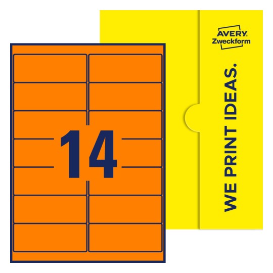 14 stk. etiketter per ark - Firkantede etiketter, 99,1 x 38,1 mm