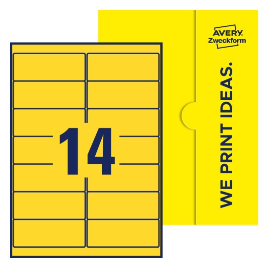 14 stk. etiketter per ark - Firkantede etiketter, 99,1 x 38,1 mm