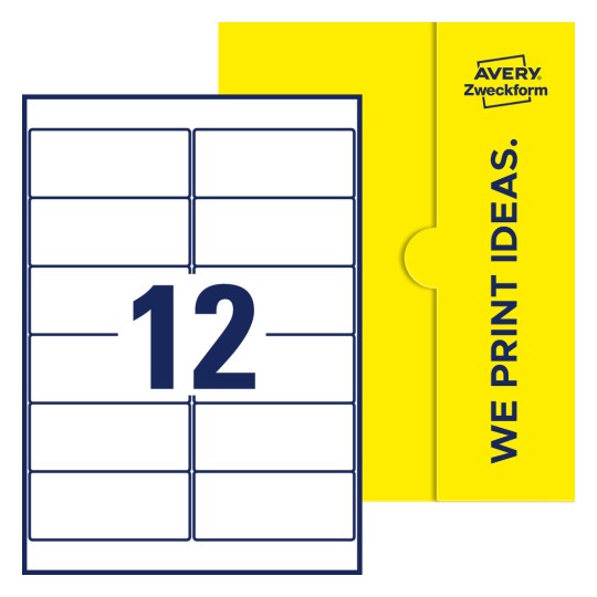 12 stk. etiketter per ark - Firkantede etiketter, 99,1 x 42,3 mm