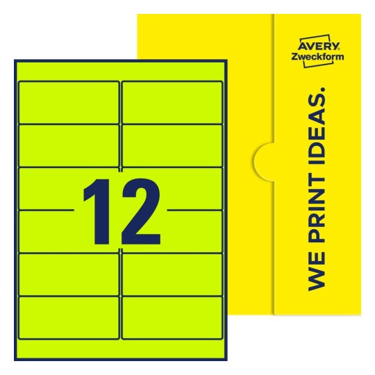 12 stk. etiketter per ark - Firkantede etiketter, 99,1 x 42,3 mm