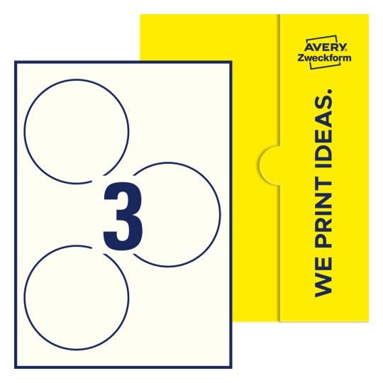 3 stk. etiketter per ark - Runde etiketter, Ø 100 mm