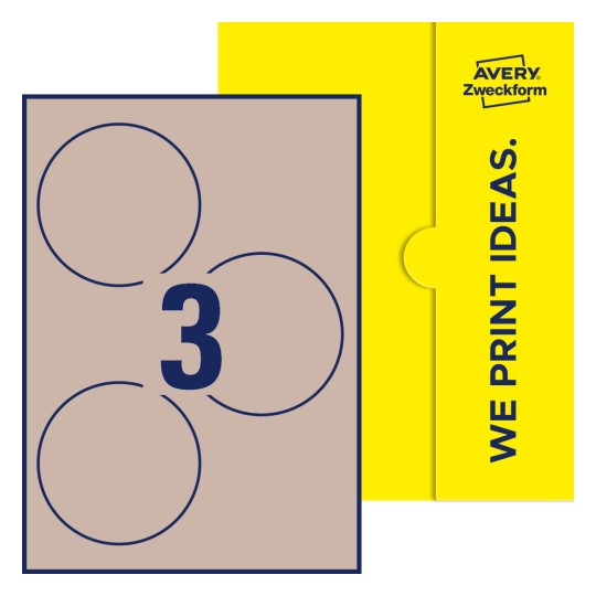 3 stk. etiketter per ark - Runde etiketter, Ø 100 mm