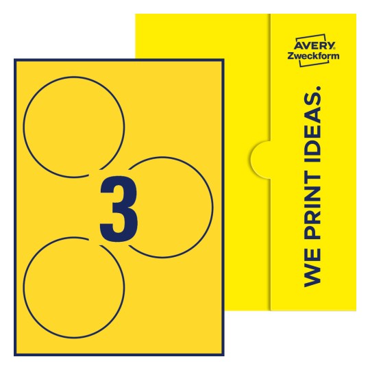 3 stk. etiketter per ark - Runde etiketter, Ø 100 mm
