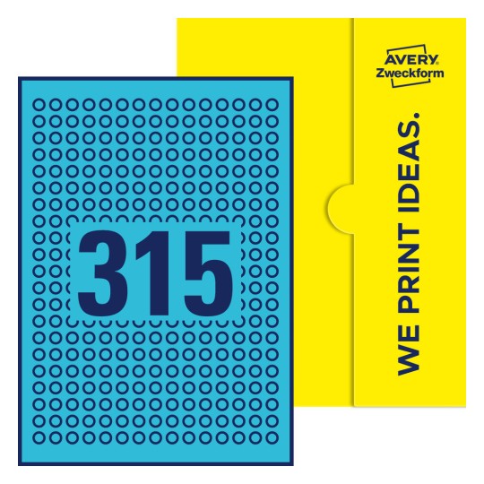 315 stk. etiketter per ark - Runde etiketter, Ø 10 mm