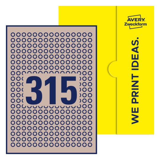 315 stk. etiketter per ark - Runde etiketter, Ø 10 mm