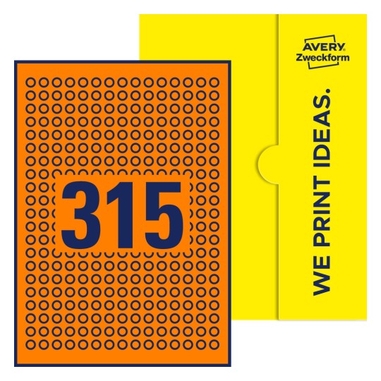 315 stk. etiketter per ark - Runde etiketter, Ø 10 mm