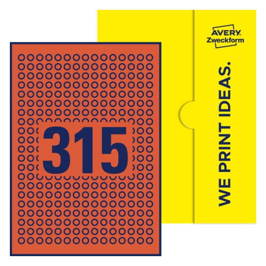 315 stk. etiketter per ark - Runde etiketter, Ø 10 mm