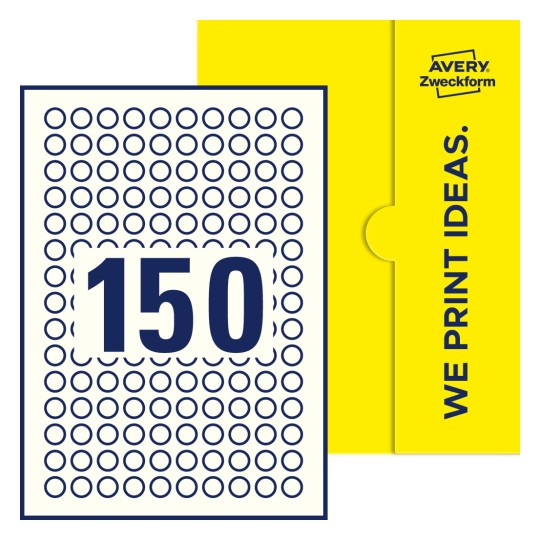150 stk. etiketter per ark - Runde etiketter, Ø 15 mm