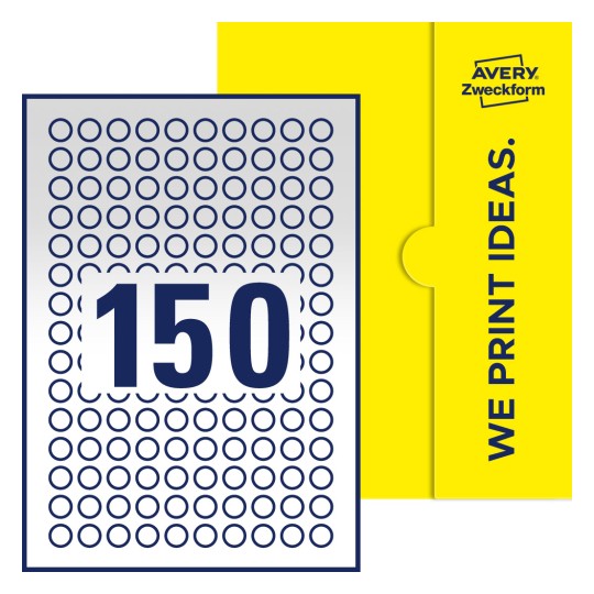 150 stk. etiketter per ark - Runde etiketter, Ø 15 mm