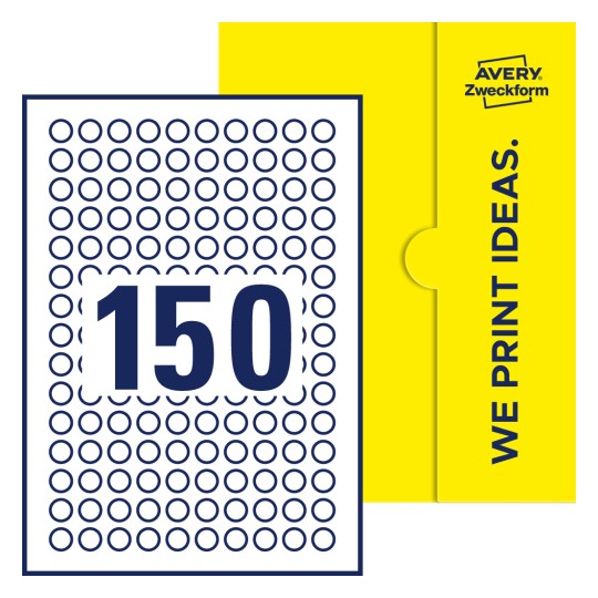 150 stk. etiketter per ark - Runde etiketter, Ø 15 mm