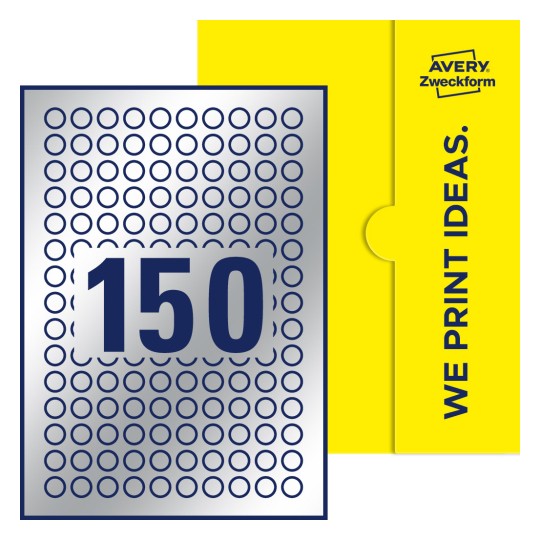 150 stk. etiketter per ark - Runde etiketter, Ø 15 mm