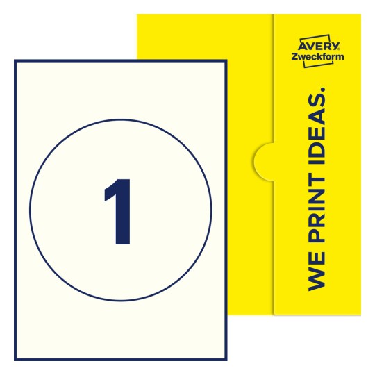 1 stk. etiketter per ark - Runde etiketter, Ø 180 mm