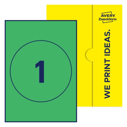 1 stk. etiketter per ark - Runde etiketter, Ø 180 mm