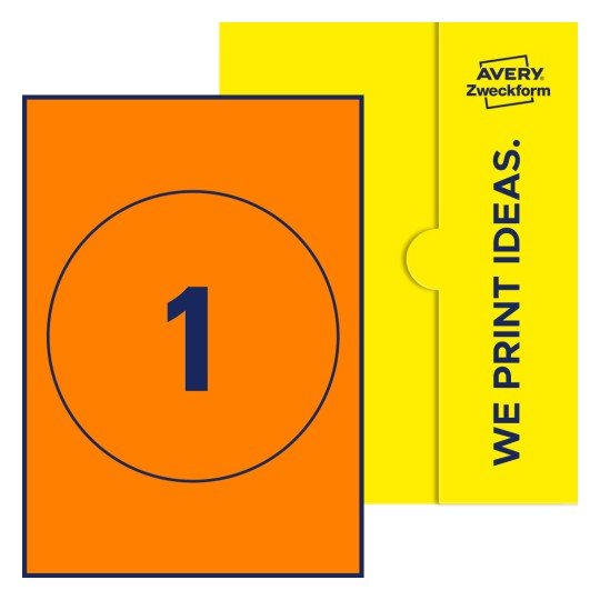 1 stk. etiketter per ark - Runde etiketter, Ø 180 mm