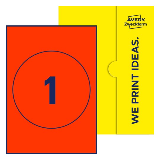 1 stk. etiketter per ark - Runde etiketter, Ø 180 mm