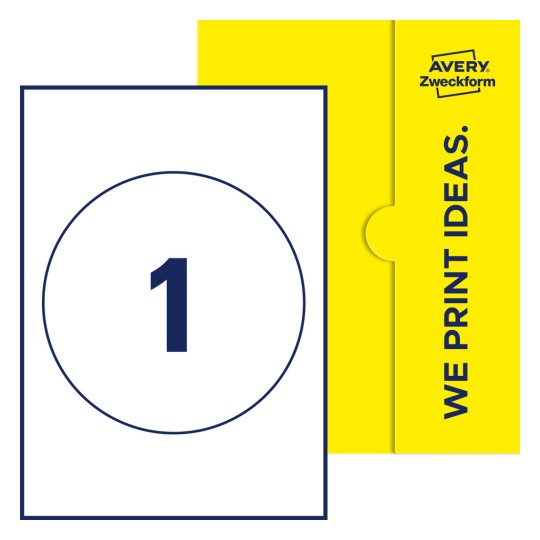 1 stk. etiketter per ark - Runde etiketter, Ø 180 mm
