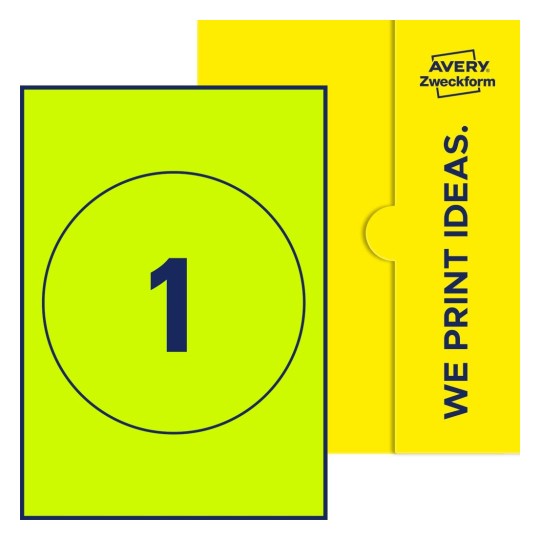 1 stk. etiketter per ark - Runde etiketter, Ø 180 mm
