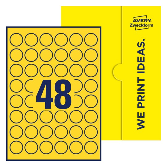 48 stk. etiketter per ark - Runde etiketter, Ø 30 mm