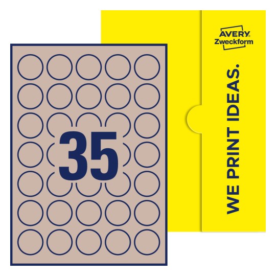 35 stk. etiketter per ark - Runde etiketter, Ø 35 mm