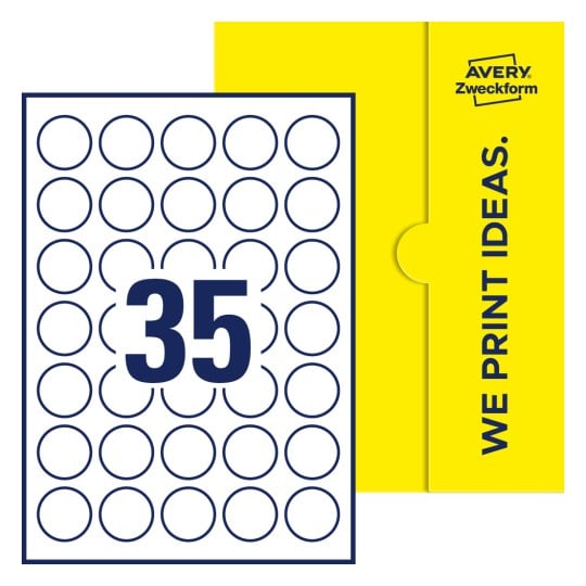 35 stk. etiketter per ark - Runde etiketter, Ø 35 mm