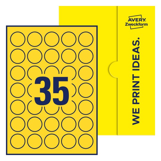 35 stk. etiketter per ark - Runde etiketter, Ø 35 mm