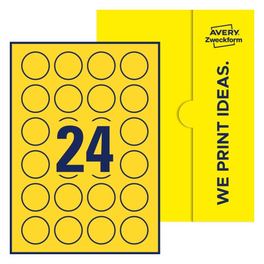 24 stk. etiketter per ark - Runde etiketter, Ø 40 mm