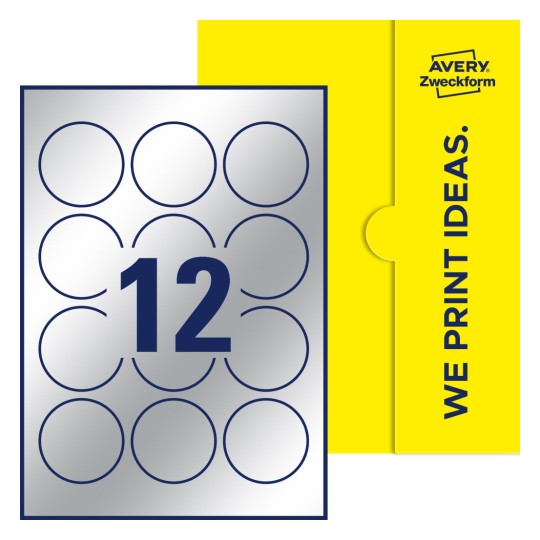 12 stk. etiketter per ark - Runde etiketter, Ø 57 mm