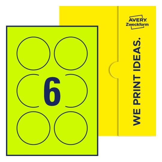 6 stk. etiketter per ark - Runde etiketter, Ø 75 mm