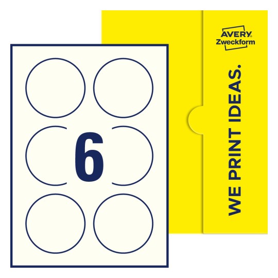 6 stk. etiketter per ark - Runde etiketter, Ø 80 mm