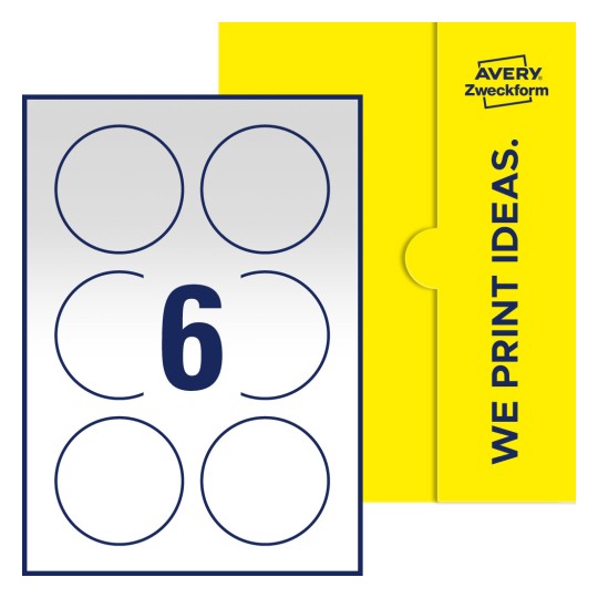 6 stk. etiketter per ark - Runde etiketter, Ø 80 mm