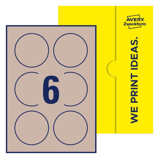 6 stk. etiketter per ark - Runde etiketter, Ø 80 mm