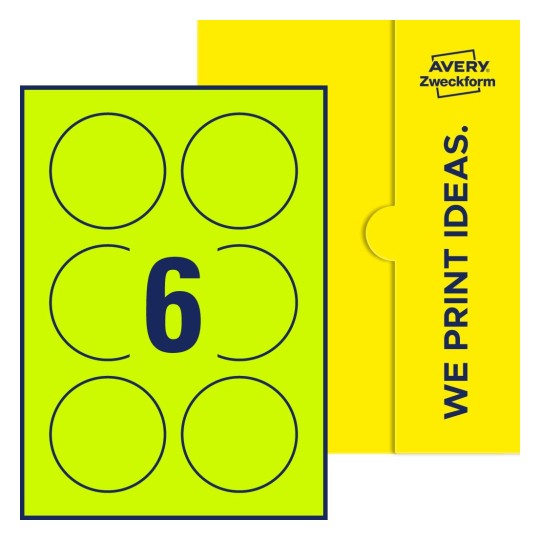 6 stk. etiketter per ark - Runde etiketter, Ø 80 mm