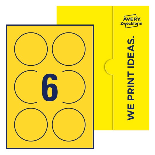 6 stk. etiketter per ark - Runde etiketter, Ø 80 mm