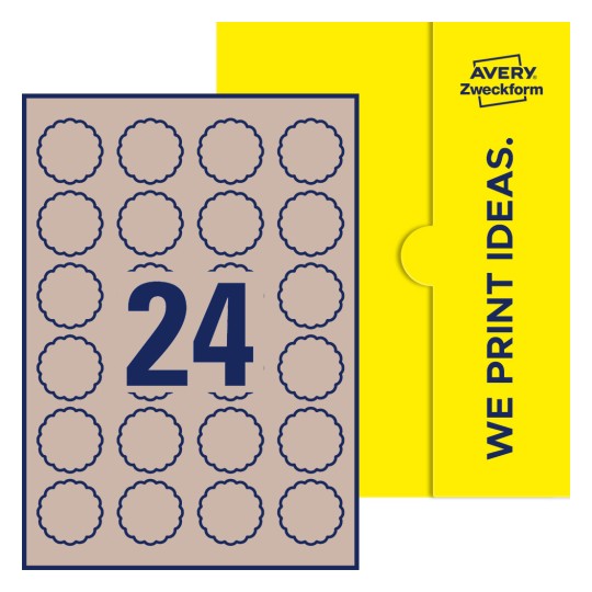 24 stk. etiketter per ark - Blomsterformede etiketter, 40 x 40 mm