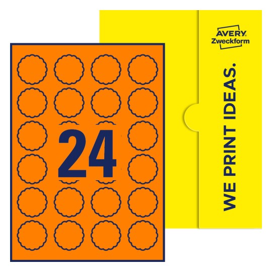 24 stk. etiketter per ark - Blomsterformede etiketter, 40 x 40 mm