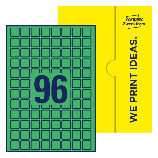 96 stk. etiketter per ark - Kvadratiske etiketter, 20 x 20 mm