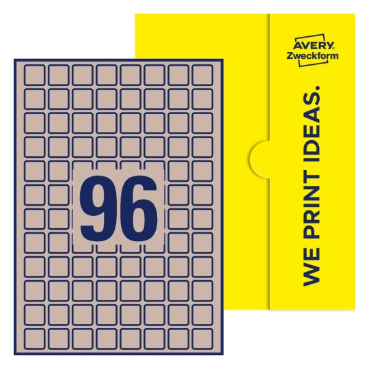 96 stk. etiketter per ark - Kvadratiske etiketter, 20 x 20 mm