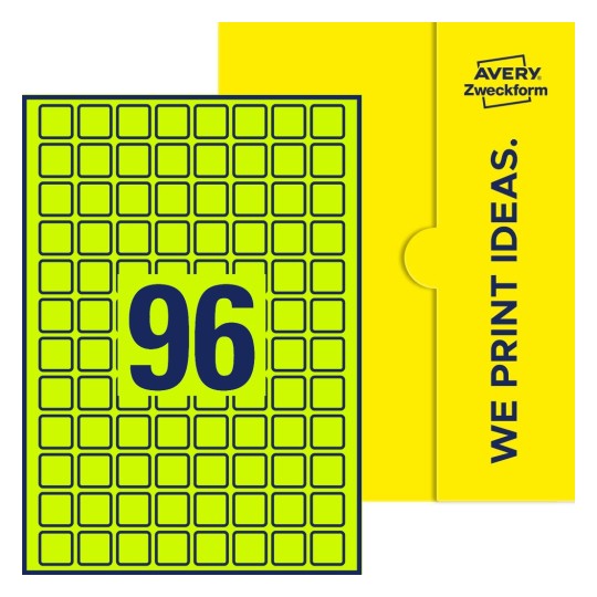 96 stk. etiketter per ark - Kvadratiske etiketter, 20 x 20 mm