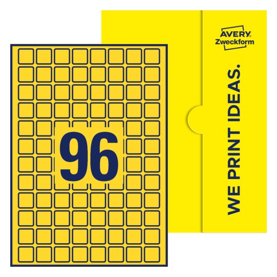 96 stk. etiketter per ark - Kvadratiske etiketter, 20 x 20 mm