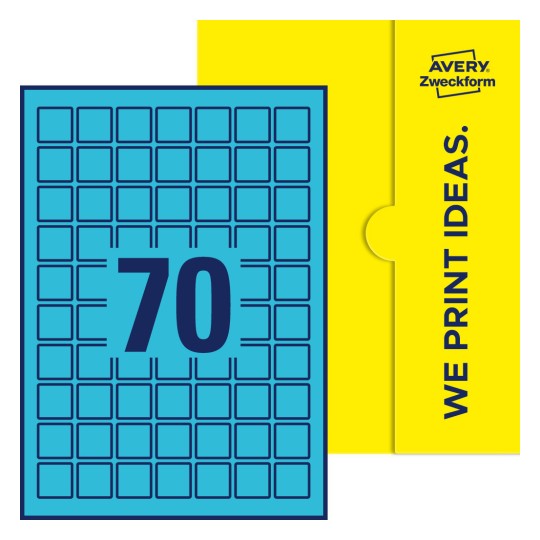 70 stk. etiketter per ark - Kvadratiske etiketter, 25 x 25 mm