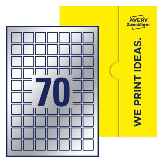 70 stk. etiketter per ark - Kvadratiske etiketter, 25 x 25 mm